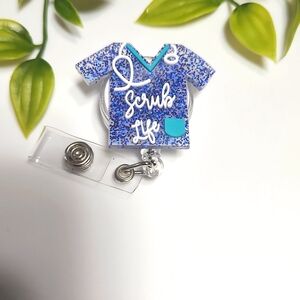 Blue and White Scrub Life Badge Reel